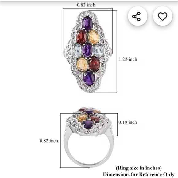 🆕️ Size 5 Multi Genuine Gemstone Cluster Ring In Stainless Steel - Picture 6 of 6